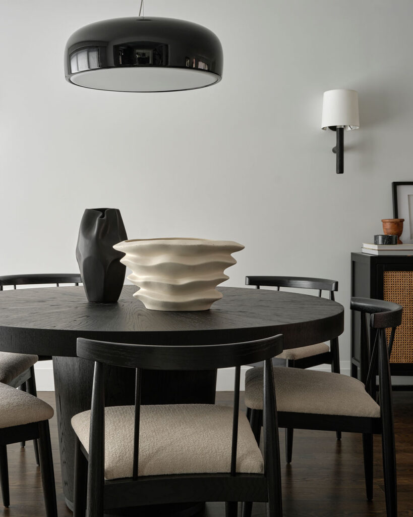 design firm, black and white kitchen table